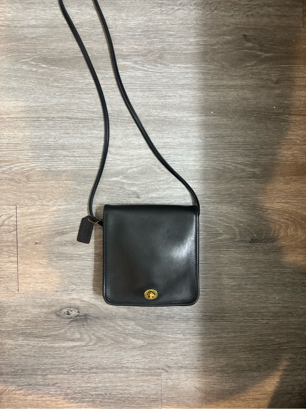 Coach Black Leather Crossbody with Gold Turnlock - Picture 2 of 5